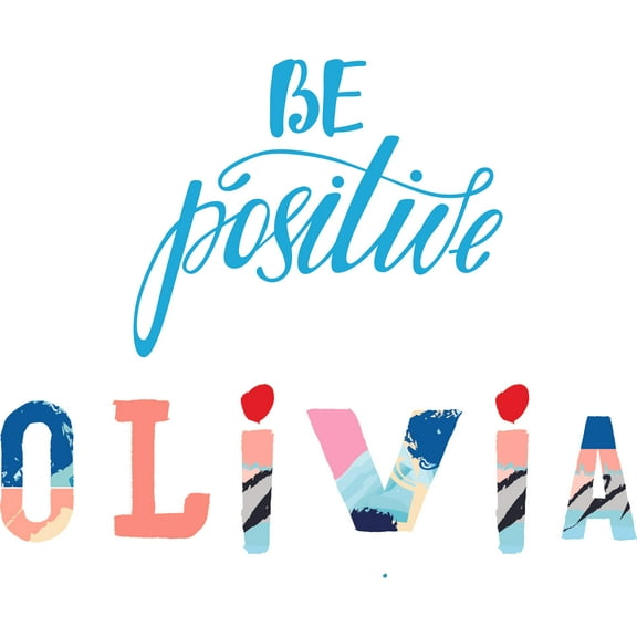 Be Positive Art Life Motivation Quotes Customized Wall Decal - Custom Vinyl Wall Art - Personalized Name - Baby Girls Boys Kids Bedroom Wall Decal Room Decor Wall Stickers Decoration Size (15x30 inch)