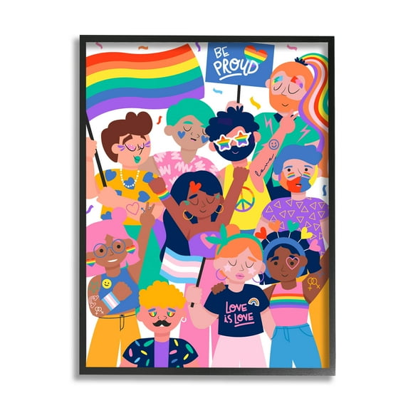 Be Proud LGBTQ+ Pride Inspirational Graphic Art Black Framed Art Print Wall Art