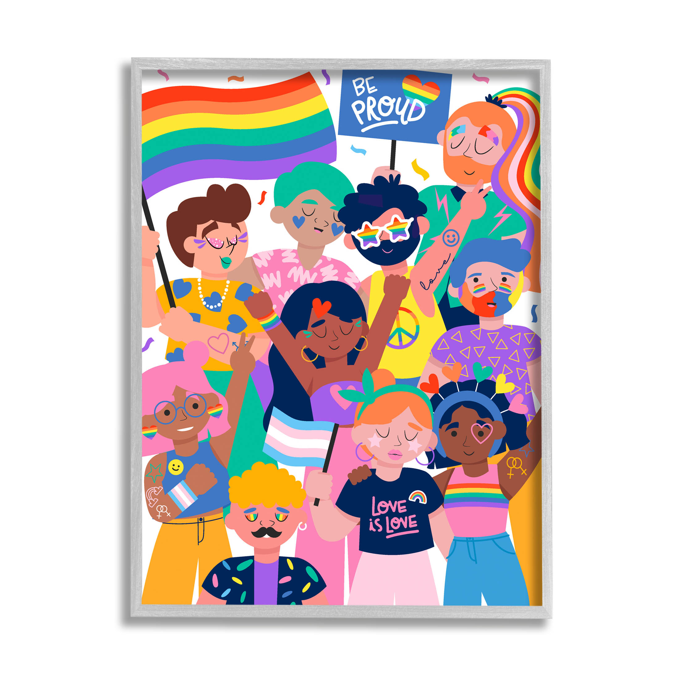 Be Proud LGBTQ+ Pride Inspirational Graphic Art Gray Framed Art Print Wall Art