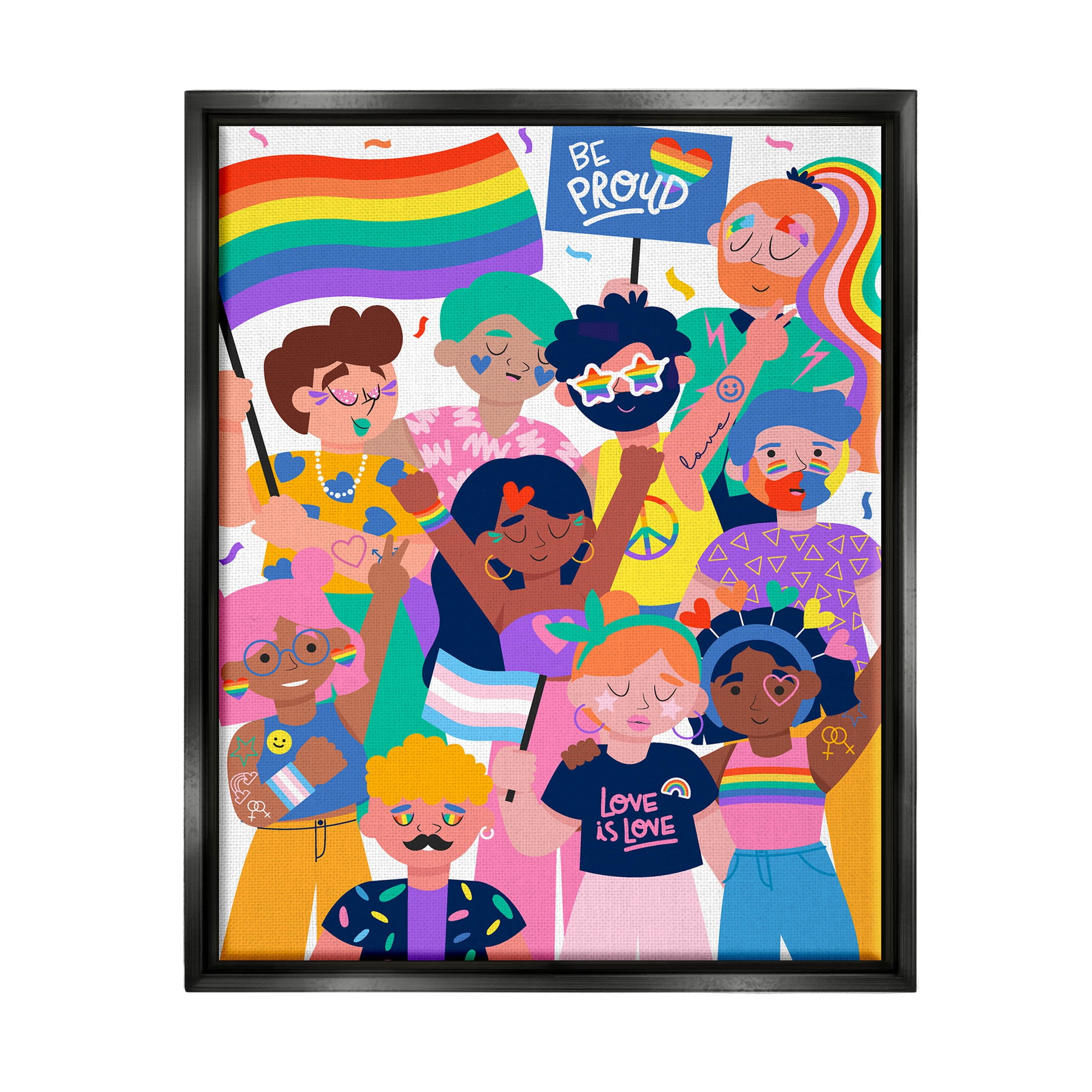Be Proud LGBTQ+ Pride Inspirational Graphic Art Jet Black Framed Art Print Wall Art