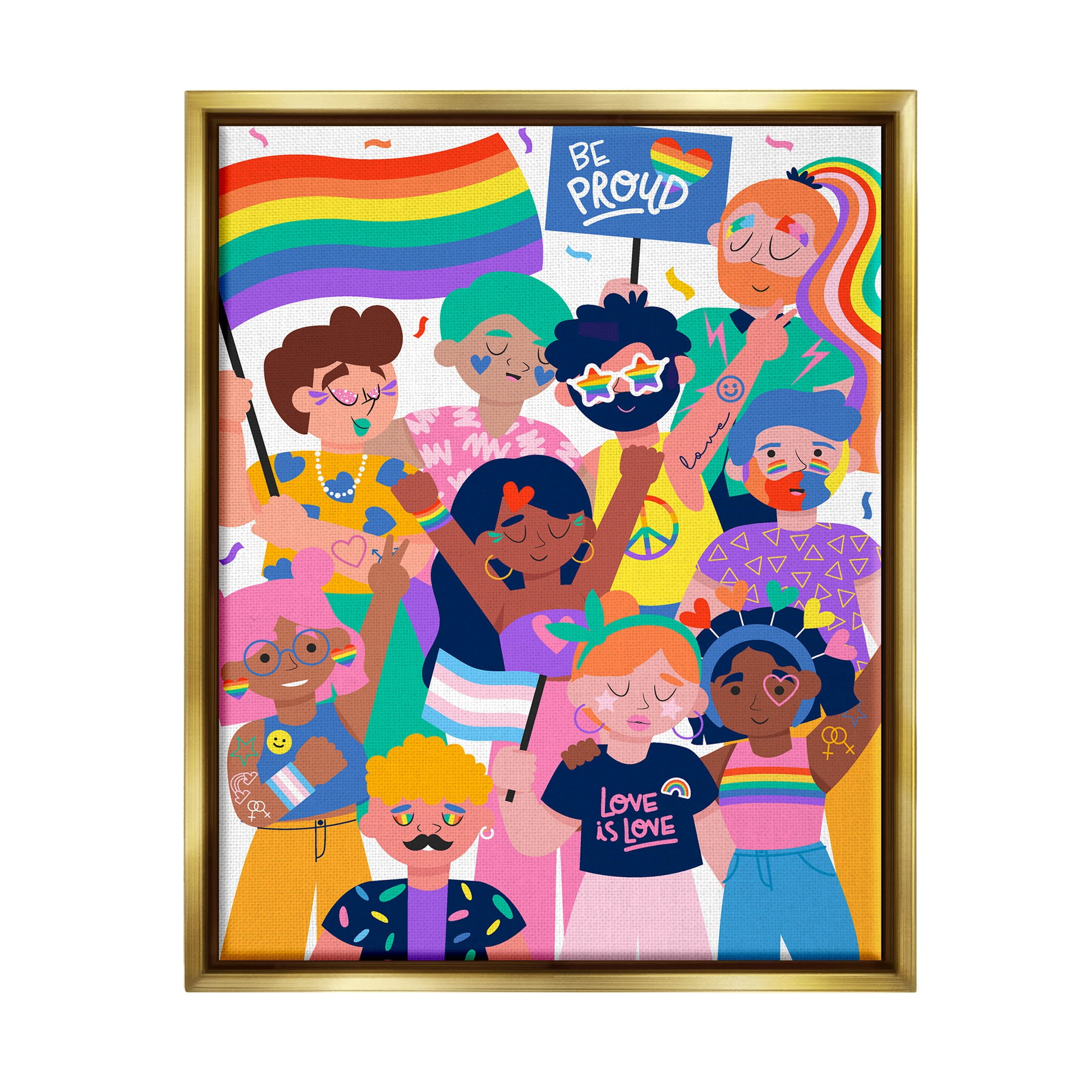 Be Proud LGBTQ+ Pride Inspirational Graphic Art Metallic Gold Framed Art Print Wall Art