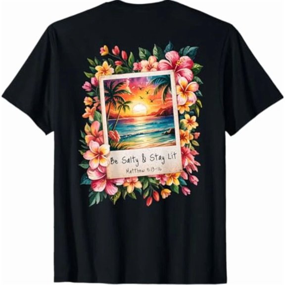 Be Salty Stay Lit Funny Beach Life Positive Vibes Quote Graphic Unisex T-Shirt, S-5XL