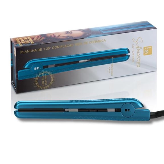 Be. Be-FI-TUR-TC Silk Master | 1.25' Solid Ceramic Ionic & Far-Infrared Technology Flat Iron - Turquoise