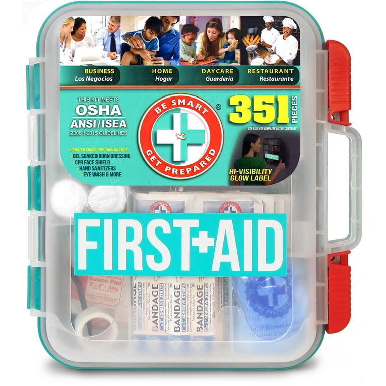 Be Smart Get Prepared Kit de primeros auxilios con 201 piezas, oficina,  casa, coche, escuela, emergencia, supervivencia, camping, caza, deportes y