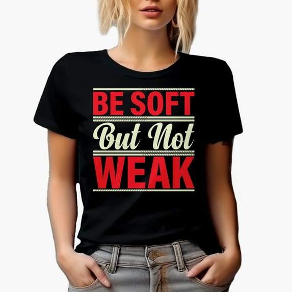 Be Soft but Not Weak, Motivational Quote, Black T-Shirt, XL