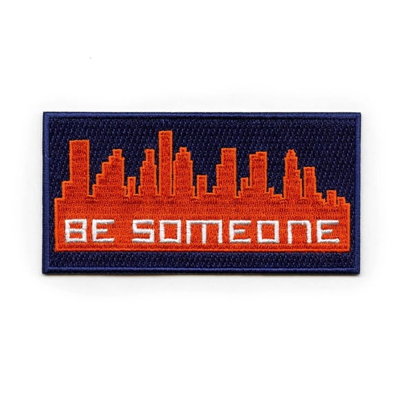Be Someone Houston Baseball Parody Blue/Orange Box Logo Iron On Patch