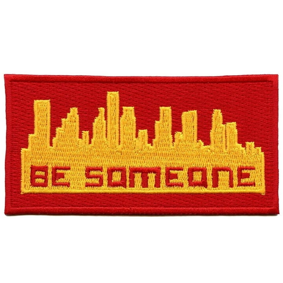 Be Someone Houston Basketball Parody Red/Yellow Box Logo Iron On Patch