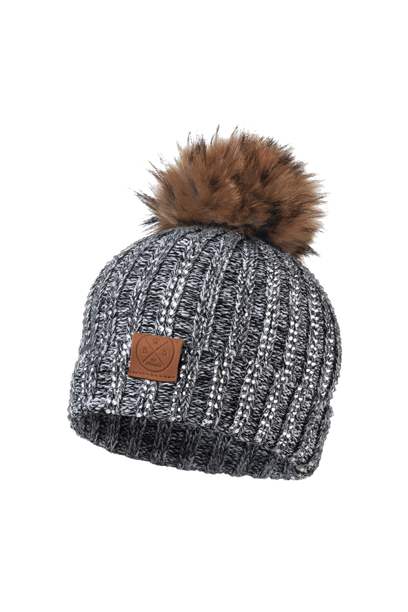 Rhinestone Pom-Pom Beanie Hat for Women, Winter Accessories Adult (Gray)