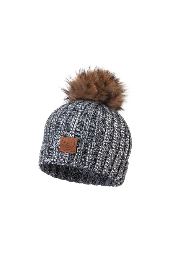 Rhinestone Pom-Pom Beanie Hat for Women, Winter Accessories Child (Gray)