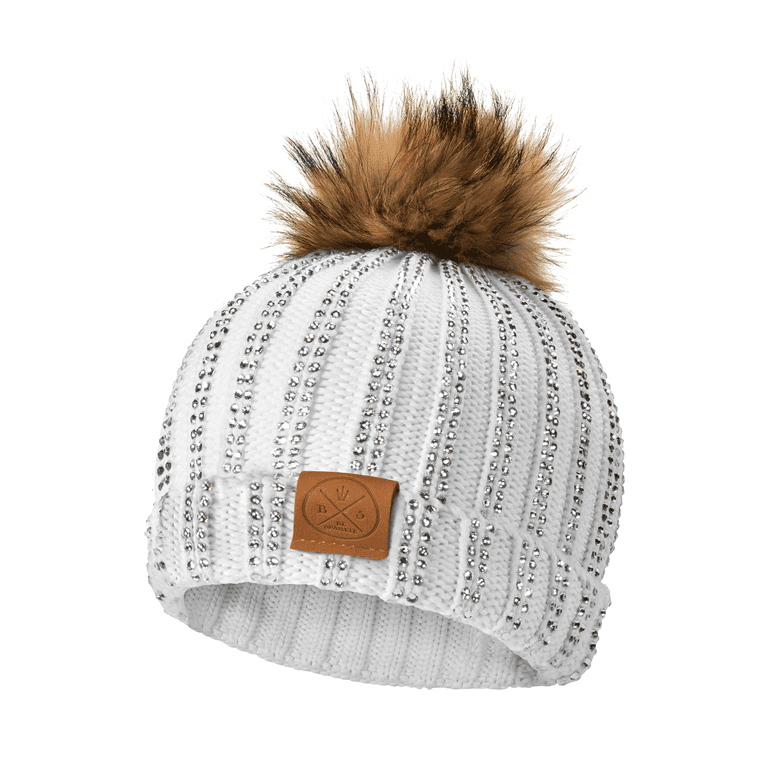 Be Sparkle Rhinestone Pom-Pom Beanie Hat for Women, Winter  display picture 3