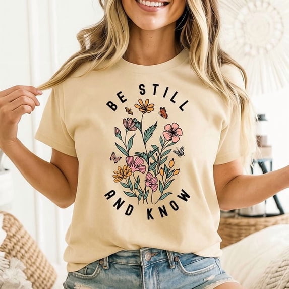 Be Still And Know Shirts For Women Casual Short Sleeve Christian Tee Tops Men'S And Women'S Graphic Tee Sizes S-5Xl GooGate