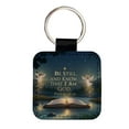 thumbnail image 1 of Be Still And Know That I Am God Psalm 46-10 Angels Outdoor Faux Leather Square Keychain, 1 of 7