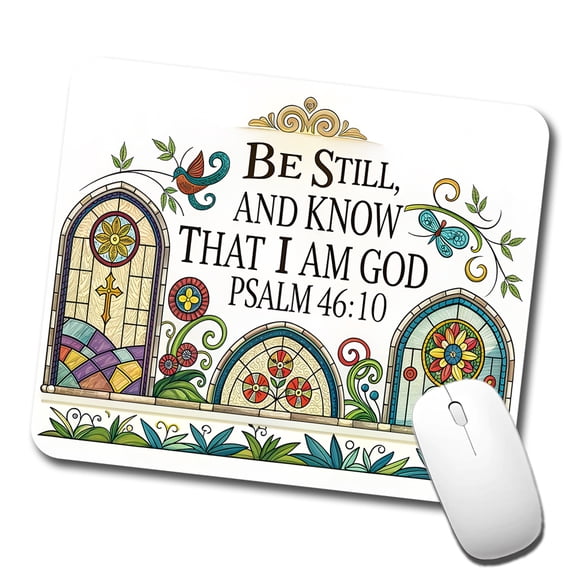 Be Still And Know That I Am God Psalm 46-10 Church Windows Mouse Pad Low Profile Gaming Mat