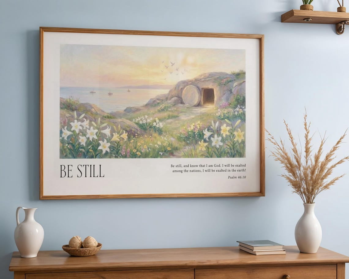 Be Still Christian Art Empty Tomb Psalm 46:10 Scripture Print Wall ...