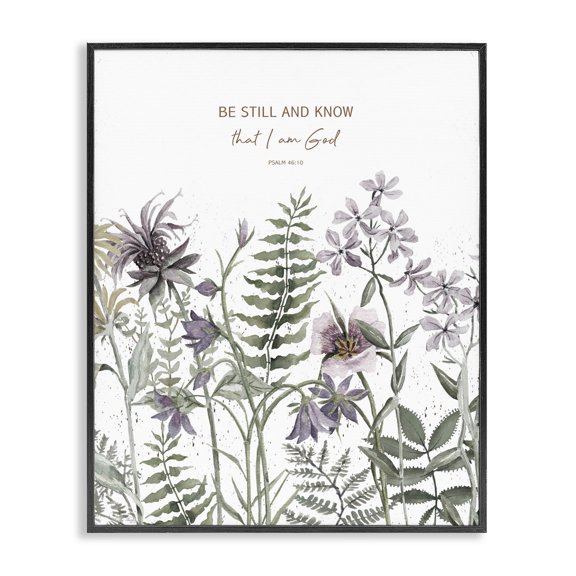 Stupell Industries Be Still and Know Botanicals Black Framed Giclee Art, design by Cindy Jacobs