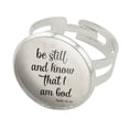 thumbnail image 1 of Be Still and Know that I am God Psalm Inspirational Christian Silver Plated Adjustable Novelty Ring, 1 of 3