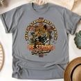 thumbnail image 1 of Be Strong Be Brave T-Shirt – Leopard Cross Christian Bible Verse Tee, Graphite Heather, Size S, 1 of 6
