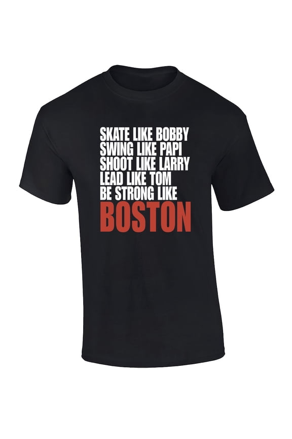 Be Strong Like Boston Graphic Short Sleeve Funny Sports T-Shirt-XXXL Black