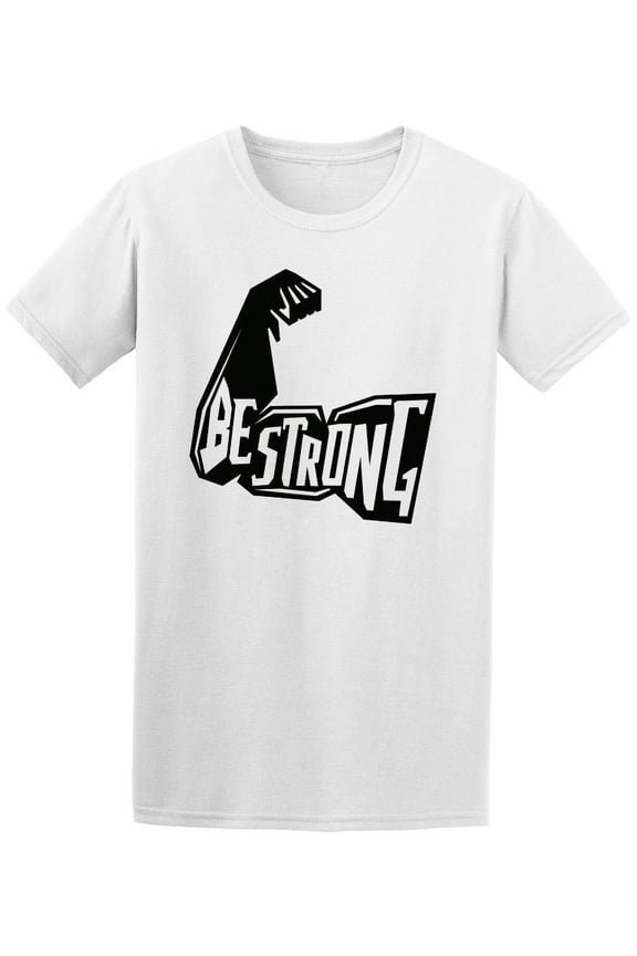 Be Strong Muscle Man Icon T-Shirt Men -Image by Shutterstock, Male Large