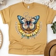 thumbnail image 1 of Be Strong and Courageous Butterfly Sunflower Christian T-Shirt for Women, Gold, Size 2XL, 1 of 6