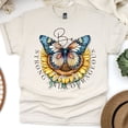 thumbnail image 1 of Be Strong and Courageous Butterfly Sunflower Christian T-Shirt for Women, Natural, Size M, 1 of 6