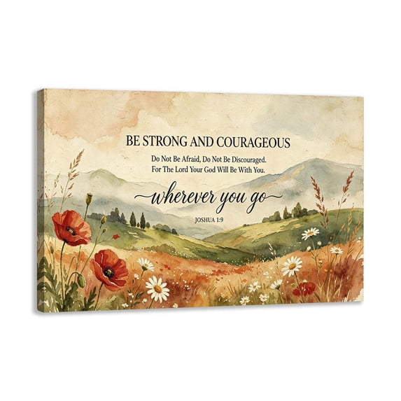 Be Strong and Courageous Christian Wall Art Joshua 19 Canvas Print ...