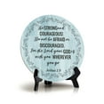 thumbnail image 1 of Be Strong and Courageous! Joshua 1:9 Blue Wood Color Circle Table Sign (5" X 5"), 1 of 4