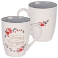thumbnail image 1 of Christian Art Gifts Encouraging Coffee & Tea Ceramic Scripture Mug for Women: Strong & Courageous Golden Inspirational Bible Verse, Cute Novelty Non-toxic Drinkware, White/Gray & Pink Floral, 12 oz., 1 of 6