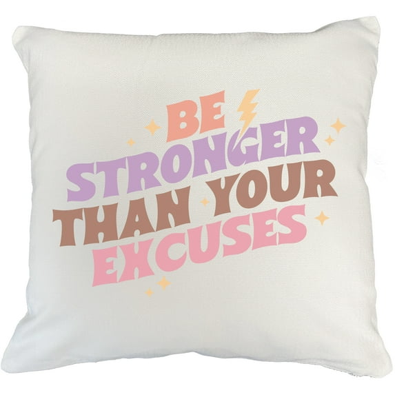Be Stronger Than Your Excuses, Retro Groovy Wavy Text Art, Work Out Merch Gift, White Pillow Case 18X18 IN