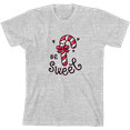 thumbnail image 1 of Be Sweet Candy Cane Youth Heather Gray Crew Neck Short Sleeve Tee-Medium, 1 of 2
