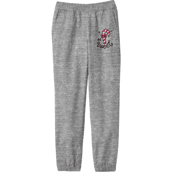 Be Sweet Candy Cane Youth Heather Gray Jogger Pants-Large