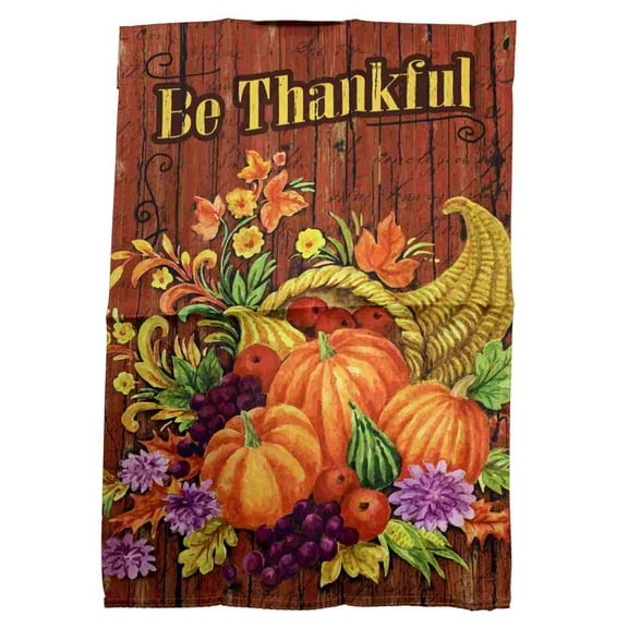 Be Thankful Fall Holiday Thanksgiving Decorative Garden Suede Flag 18 x 12.5 In