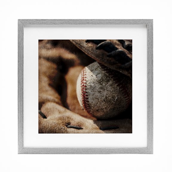 Stupell Industries Be The Ball Baseball Gray Framed Print Under Glass, design by Kim Allen, 13 x 13