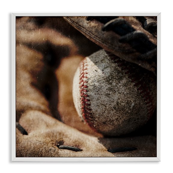 Stupell Industries Be The Ball Baseball White Framed Giclee Art, design by Kim Allen, 12 x 12