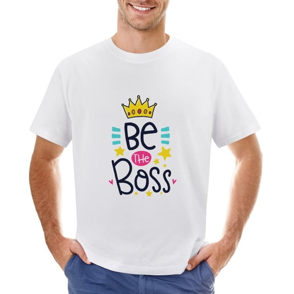 Be The Boss Vintage T-shirt Mens Cotton Classic Crewneck Short Sleeve Tees Unisex White-Be The Boss XS