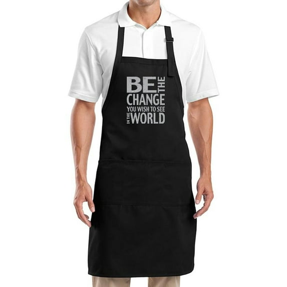 Be The Change Ghandi Quote Apron - Black
