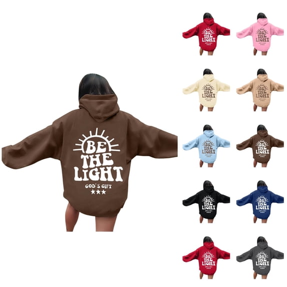 Be The Light God'S Gift Christian Hoodies Long Sleeve Pullover for Women Religious Hooded Sweatshirts