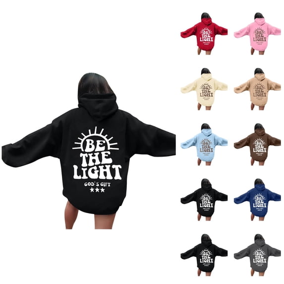 Be The Light God'S Gift Christian Hoodies Long Sleeve Pullover for Women Religious Hooded Sweatshirts