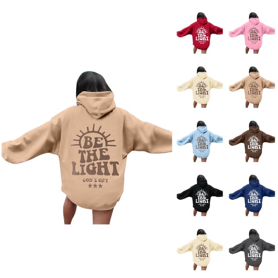 Be The Light God'S Gift Christian Hoodies Long Sleeve Pullover for Women Religious Hooded Sweatshirts