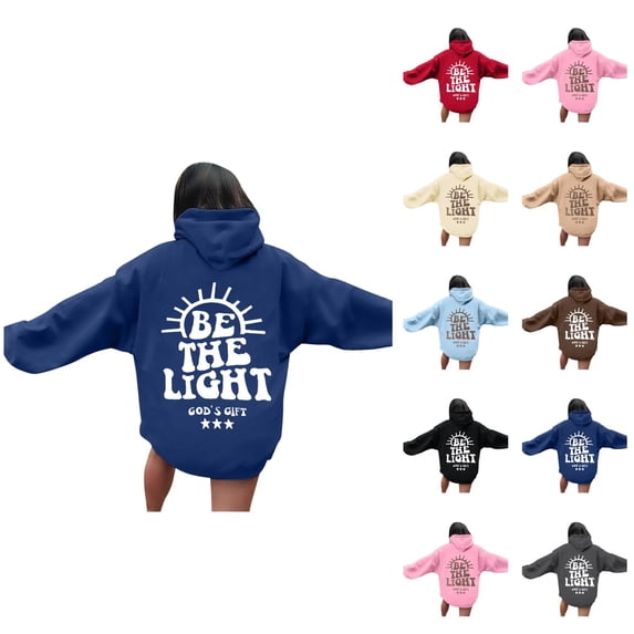 Be The Light God'S Gift Christian Hoodies Long Sleeve Pullover for Women Religious Hooded Sweatshirts