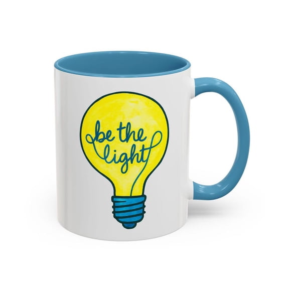 Be The Light Mug, Inspirational Light Bulb Art, Motivational Quote Coffee Cup, Posit Uplifting GifT1 Idea, H1and Lettered EncourageM1ent Mug