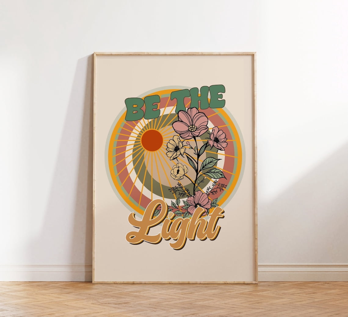 Be The Light Wall Print Retro Christian Bible Verse Art, Unframed Paper ...