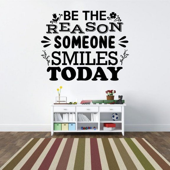 Be The Reason Someone Smiles Today - Motivational Inspirational Quote Optimistic Life Vinyl Wall Decal Wall Art Wall Decoration Home Room Bedroom Living Room Home Décor Design Size (30x30 inch)