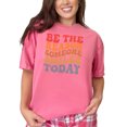 thumbnail image 1 of Be The Reason Someone Smiles Today Quote, Groovy Retro Wavy Text, Crunchberry Comfort Colors T-Shirt, Small, 1 of 1