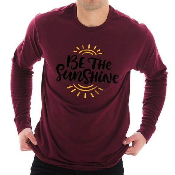 Be The Sunshine Graphic Long Sleeve Crewneck Tee - Burgundy XL