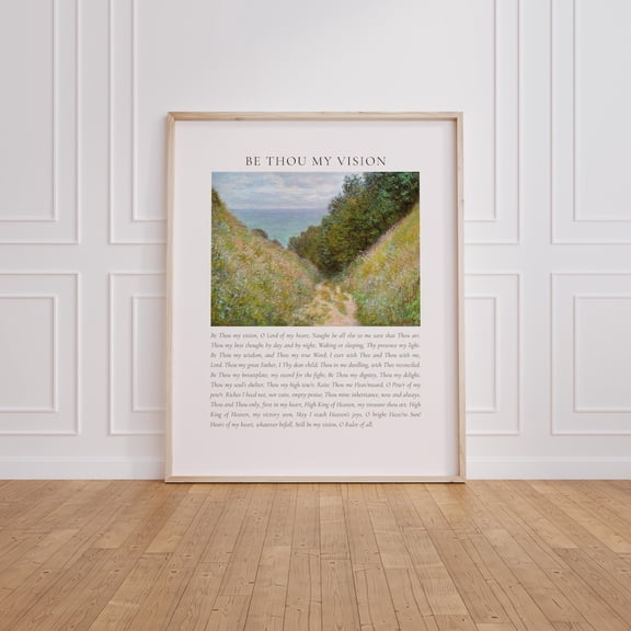 Be Thou My Vision Hymn Wall Art Christian Song Lyric Bible Verse Artwork Vintage Monet Coastal Beach House, Unframed Canvas 8x10in