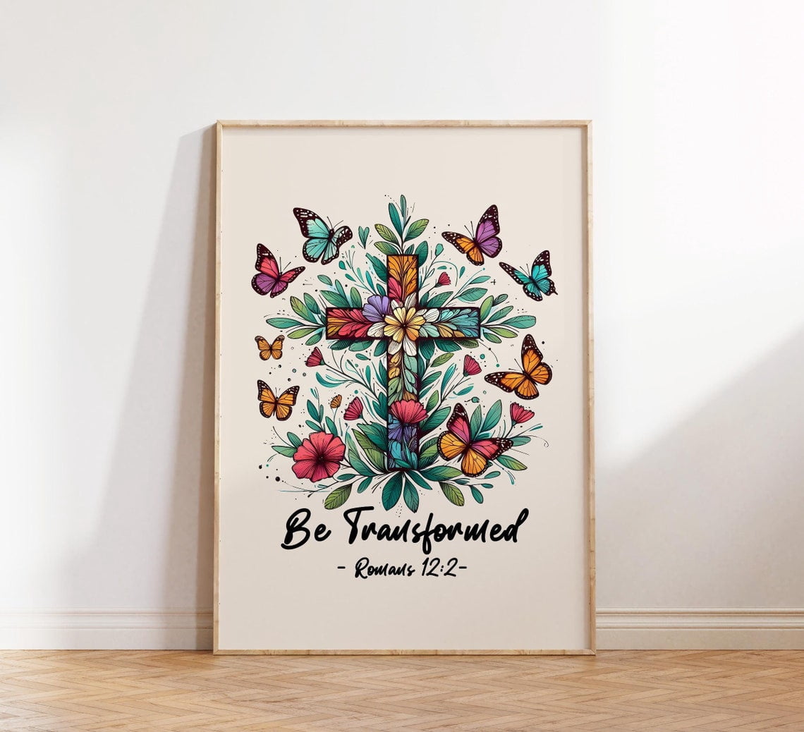 Be Transformered Be Transformed Wall Art Print, Romans Christian Bible Verse And Faith ...