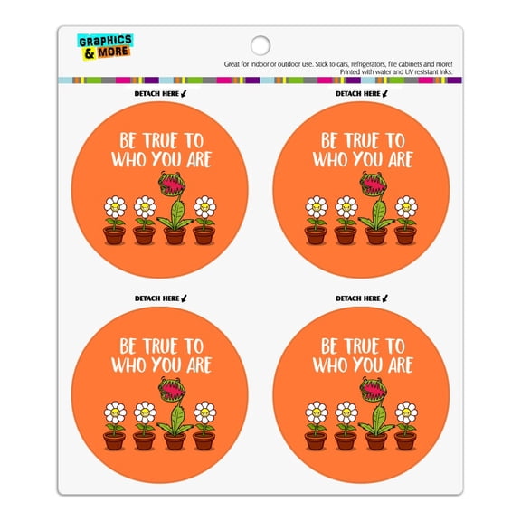 Be True To Who You Are Flowers Plants Refrigerator Fridge Locker Vinyl Circle Magnet Set