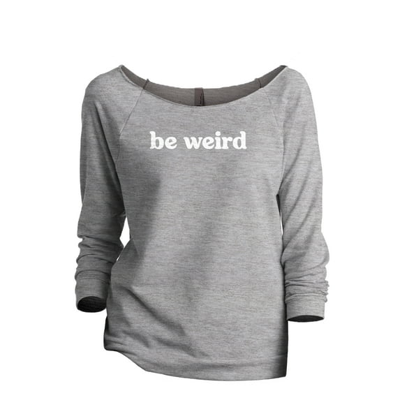 Be Weird Women's Fashion Slouchy 3/4 Sleeves Raglan Lightweight Sweatshirt Sport Grey 2X-Large