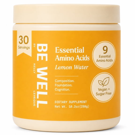 Be Well By Kelly Amino L40 Essential Amino Acids Lemon Powder Supplement, Plant-Based